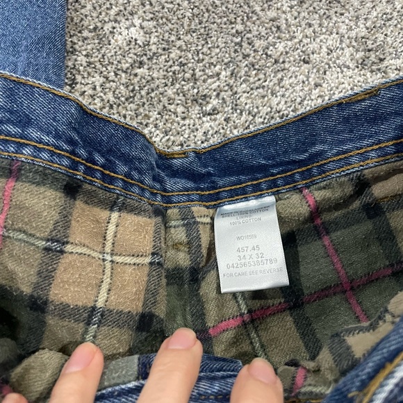 Lakin MCKey EUC flannel lined carpenter Blue Denim Jeans 34x32 vintage - Picture 5 of 11